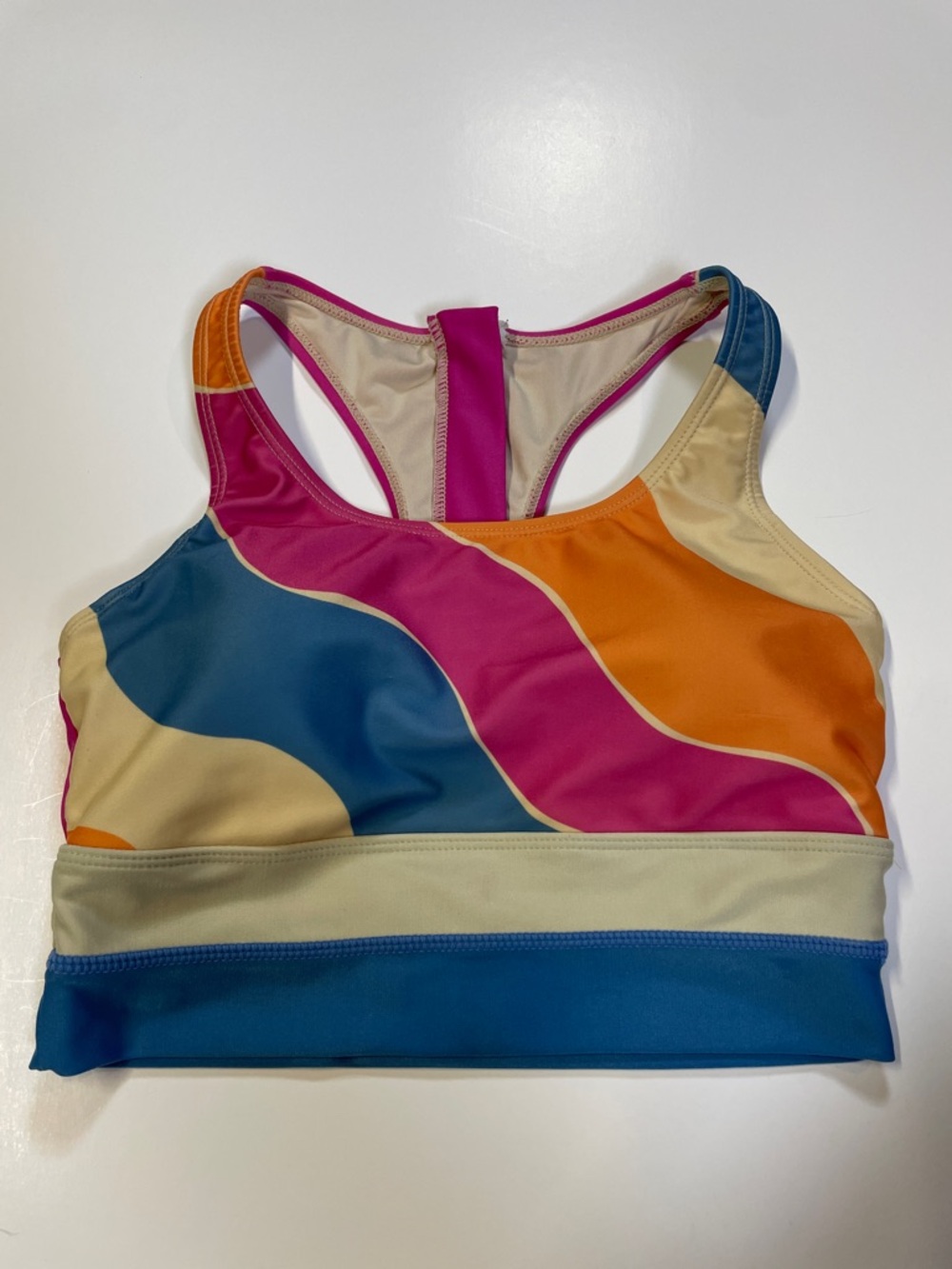 Nani Colorblock Sports Bra XS Racerback Longline Swim Active Top